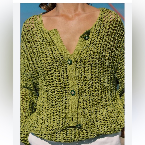 Zara Sweaters - Zara NWT ribbon knit cardigan green